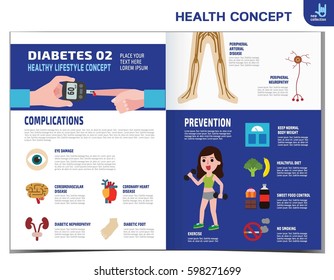 Woman with diabetes.Diabetic infographics elements.medical healthcare concept. obese.Vector flat cartoon icon design illustrationtemplate brochure flyer poster leaflet cover banner magazine.