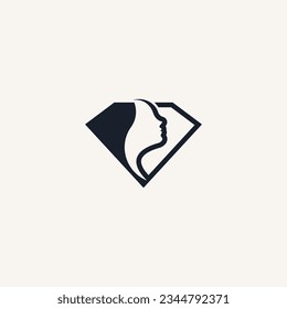 Woman Diamond Logo Template Design. Vector illustration