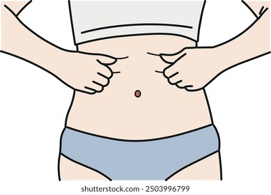 Woman diet young girl showing flat belly