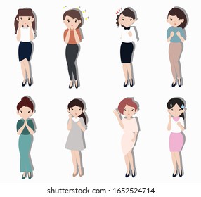 Woman with different action concept. Creative idea design. Flat vector illustration for template, brochure or presentation.