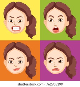 Woman with different emotions illustration