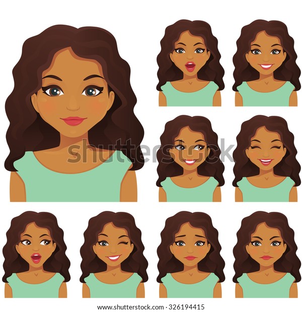 Woman Different Facial Expressions Set Stock Vector (Royalty Free ...