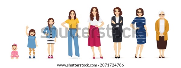 Woman Different Life Stages Cartoon Characters Stock Vector (Royalty ...