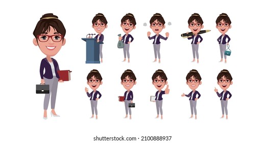 Woman with different poses. vector