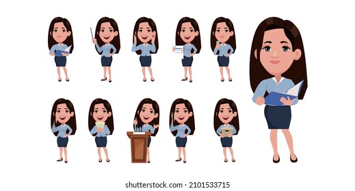 Mujer con poses diferentes. vector