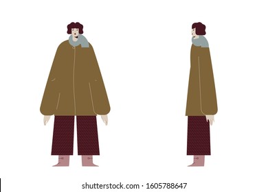 Woman in different positions. Flat design style vector graphic illustration.