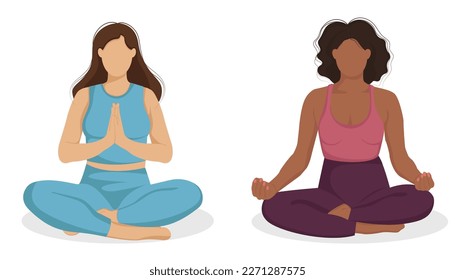 Woman in different yoga poses.	