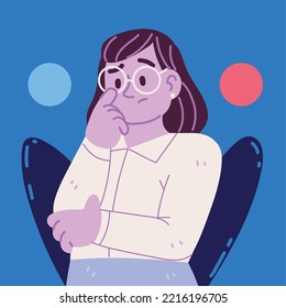 woman difficult choice, concept design
