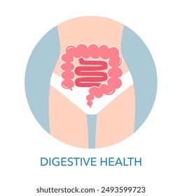 Mujer con concepto de salud digestiva. Sistema digestivo sano.