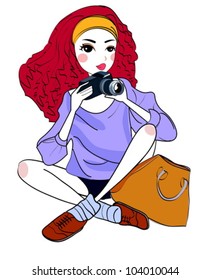  woman and digital camera