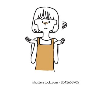 A woman in a disappointed apron