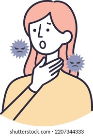 Woman with discomfort in throat Simple Illustration