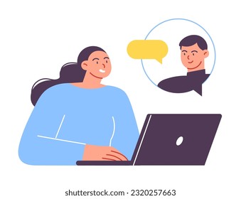 Woman discusses with a person online