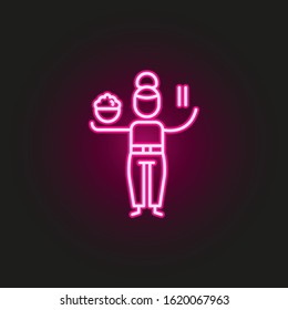 Woman, dish, cook neon style icon. Simple thin line, outline vector of travel icons for ui and ux, website or mobile application