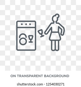 Woman Dish Washer icon. Trendy flat vector Woman Dish Washer icon on transparent background from Ladies collection. High quality filled Woman Dish Washer symbol use for web and mobile