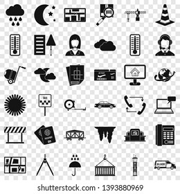 Woman dispatcher icons set. Simple style of 36 woman dispatcher vector icons for web for any design