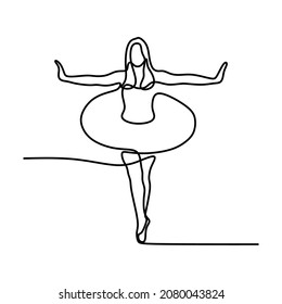 woman do ballet dance oneline continuous single line art