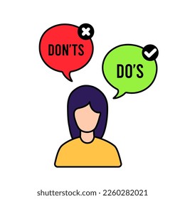 Woman and Do and Don't box illustration