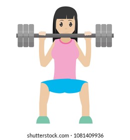 woman do exercise with weight object and sport clothes