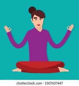 woman do meditation pose isolated vector illustration 