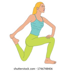woman do yoga for legs sport vector illustration