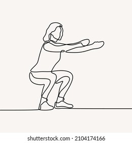 mujer hace ejercicio de yoga pose en una sola línea de arte