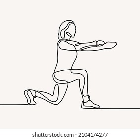 woman do yoga pose exercise oneline single continuous line art
