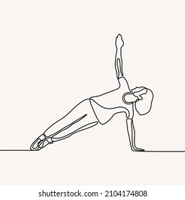woman do yoga pose exercise oneline single continuous line art