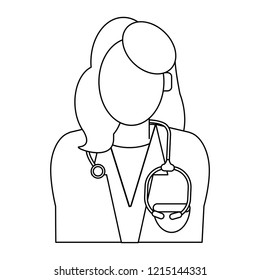 Woman doctor avatar in black and white