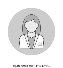 Woman doctor avatar outline icon on white background