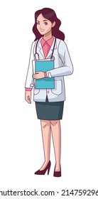 woman doctor with checklist character