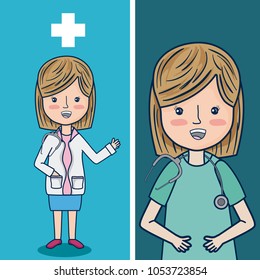Woman doctor cute cartoon