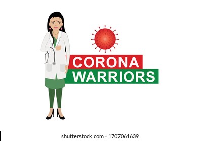 Woman Doctor, Fighter, Corona Warriors, Covid 19, Graphic 