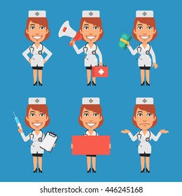 Woman Doctor Holds Syringe Megaphone Money Paper