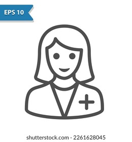 Woman Doctor Icon. Dentist, Pharmacist. Professional, pixel perfect icon, EPS 10 format.