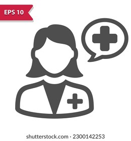 Woman Doctor Icon. Dentist, Pharmacist. Professional, pixel perfect vector icon.