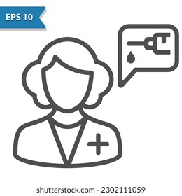 Woman Doctor Icon. Dentist, Pharmacist, Vaccine, Vaccination. Professional, pixel perfect vector icon.