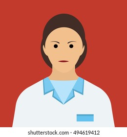 Woman Doctor Icon. Woman face Flat Vector