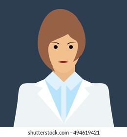 Woman Doctor Icon. Woman face Flat Vector