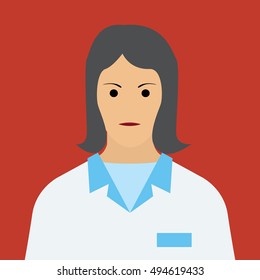 Woman Doctor Icon. Woman face Flat Vector