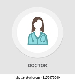 Woman Doctor Icon - Female Physician With Stethoscope Glyph Vector Illustration