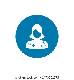 Woman Doctor Icon - Female Physician With Stethoscope Glyph Vector illustration