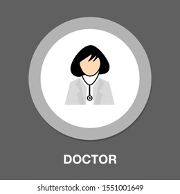 Woman Doctor Icon - Female Physician With Stethoscope Glyph Vector Illustration