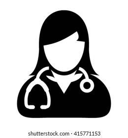 Woman Doctor Icon - Female Physician With Stethoscope Glyph Vector illustration