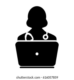 Woman Doctor Icon Laptop Computer Avatar Stock Vector (Royalty Free ...