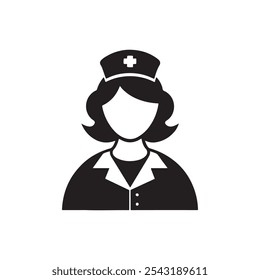 Woman Doctor Icon Physician, Medical, Healthcare, Nurse icon silhouette vector. medical nurse solid icon illustration.