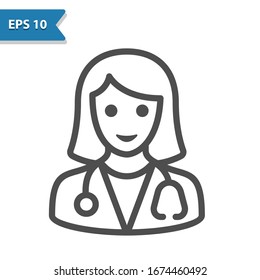 Woman Doctor Icon. Professional, pixel perfect icon, EPS 10 format.
