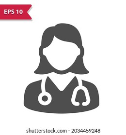 Woman Doctor Icon. Professional, Pixel Perfect Icon, EPS 10 Format.