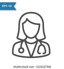 Woman Doctor Icon. Professional, pixel perfect icon, EPS 10 format.