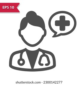 Woman Doctor Icon. Professional, pixel perfect vector icon.